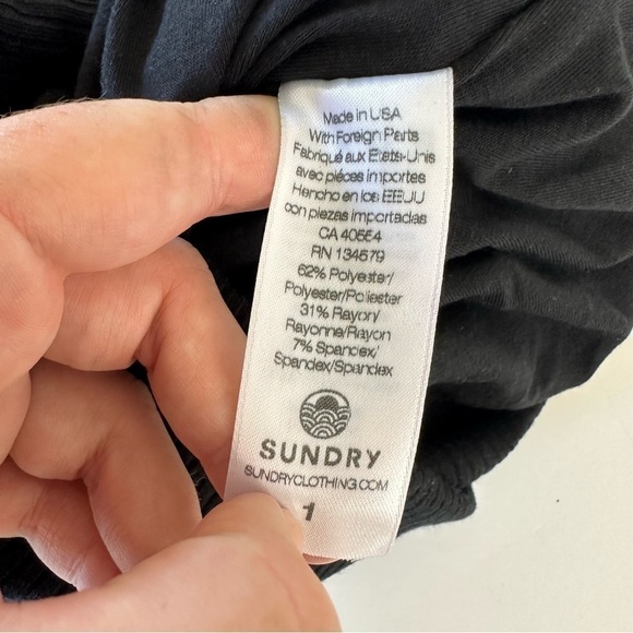 Sundry Evereve Womens 1 US Small Black Ribbed Ruched Knitted Mini Skirt New - Picture 4 of 5